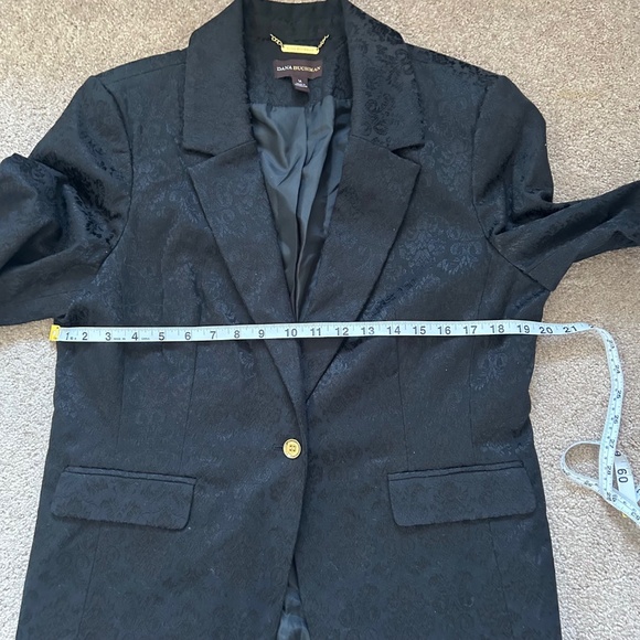 Dana Buchman Damask Black Long Sleeve Blazer Size 14 - Picture 12 of 13